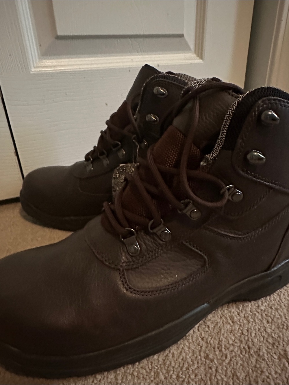 Men's Brown Leather Lace-Up Work Boots